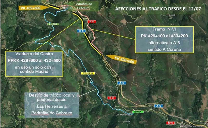 La Junta lamenta la falta de concreción del MITMA con los plazos y presupuesto para la reconstrucción del viaducto de O Castro en la A-6