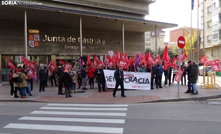 Una imagen de la concentración de UGT Soria hoy. /SN