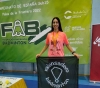 Carmen Carro en el podio de Palos de la Frontera luciendo las dos medallas conseguidas. /CVB