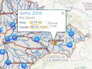 Foto 2 - Nivel rojo en el cauce del r&iacute;o Revinuesa a su paso por el municipio de Vinuesa en Soria 
