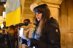 Una imagen de la concentración hoy, en recuerdo del año de la invasión de Rusia en Ucrania. /SN