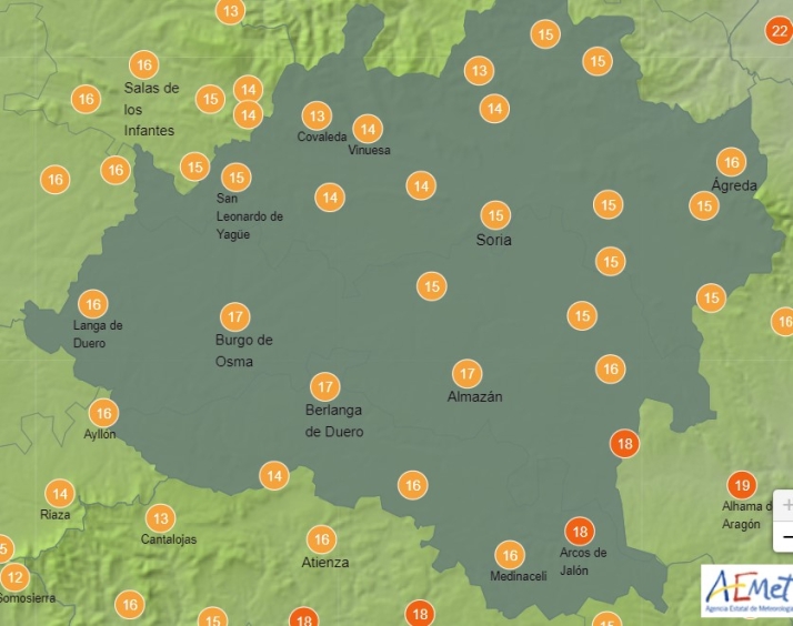 El tiempo en Soria: viernes cercano a los 20 grados