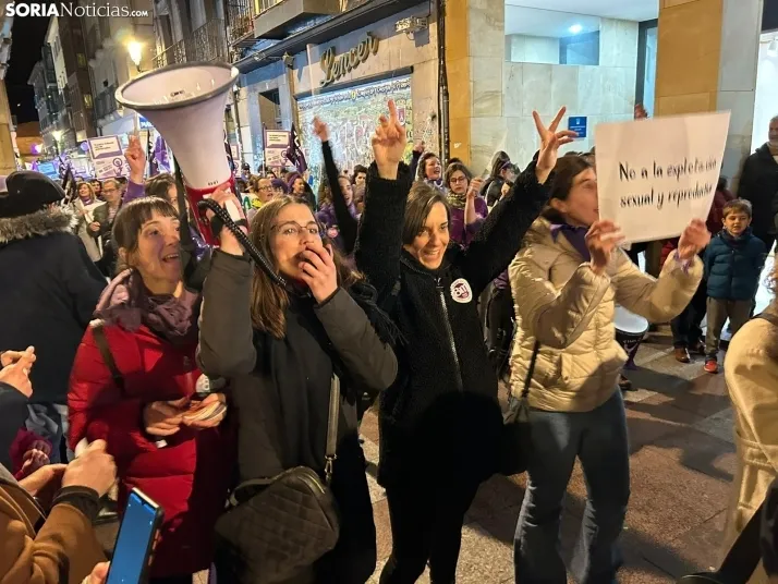 Fotos: M&aacute;s de un millar de personas ti&ntilde;en de morado el centro de Soria por el 8M 