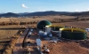 Imagen de la construcción de la planta de biogás de Ólvega, en el paraja de 'La Cornudilla'. 