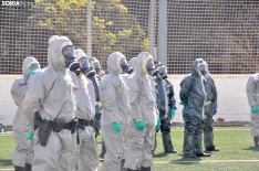Prácticas de la Guardia Civil en un simulacro de riesgo biológico en Soria. /SN