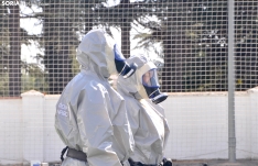 Prácticas de la Guardia Civil en un simulacro de riesgo biológico en Soria. /SN