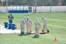 Prácticas de la Guardia Civil en un simulacro de riesgo biológico en Soria. /SN