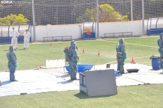Prácticas de la Guardia Civil en un simulacro de riesgo biológico en Soria. /SN
