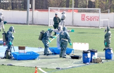 Prácticas de la Guardia Civil en un simulacro de riesgo biológico en Soria. /SN