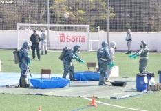 Prácticas de la Guardia Civil en un simulacro de riesgo biológico en Soria. /SN
