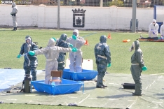 Prácticas de la Guardia Civil en un simulacro de riesgo biológico en Soria. /SN
