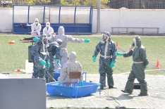 Prácticas de la Guardia Civil en un simulacro de riesgo biológico en Soria. /SN