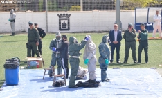 Prácticas de la Guardia Civil en un simulacro de riesgo biológico en Soria. /SN