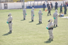 Prácticas de la Guardia Civil en un simulacro de riesgo biológico en Soria. /SN