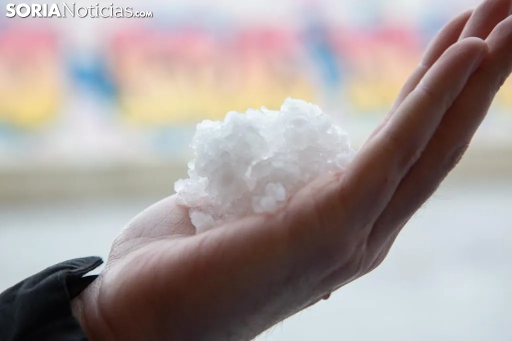 Imagen de la granizada en la Feria de Muestras de Almazán. /María Ferrer