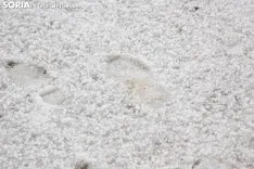Imagen de la granizada en la Feria de Muestras de Almazán. /María Ferrer