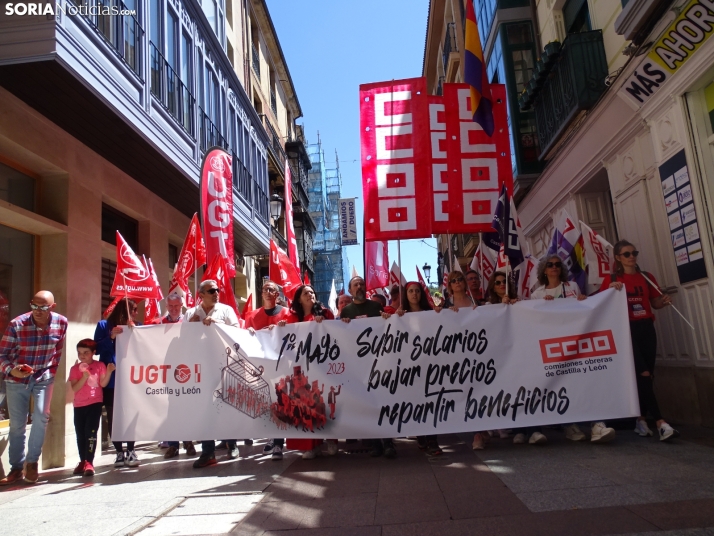 Una imagen de la manifestación del 1M hoy en Soria. /SN