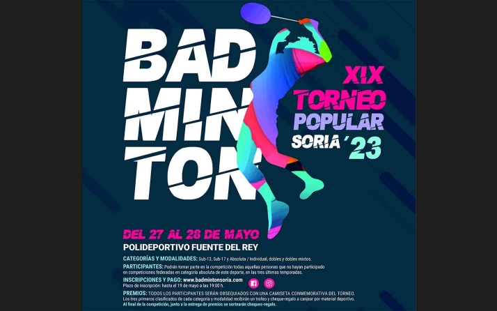 Abre el plazo para el XIX Torneo Popular de Bádminton