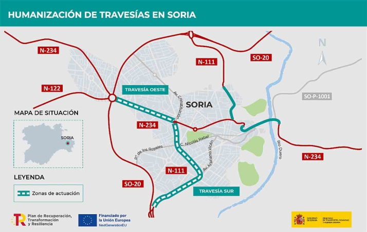 Adjudicadas por más de 12 M€ las obras de las travesías oeste y sur de Soria