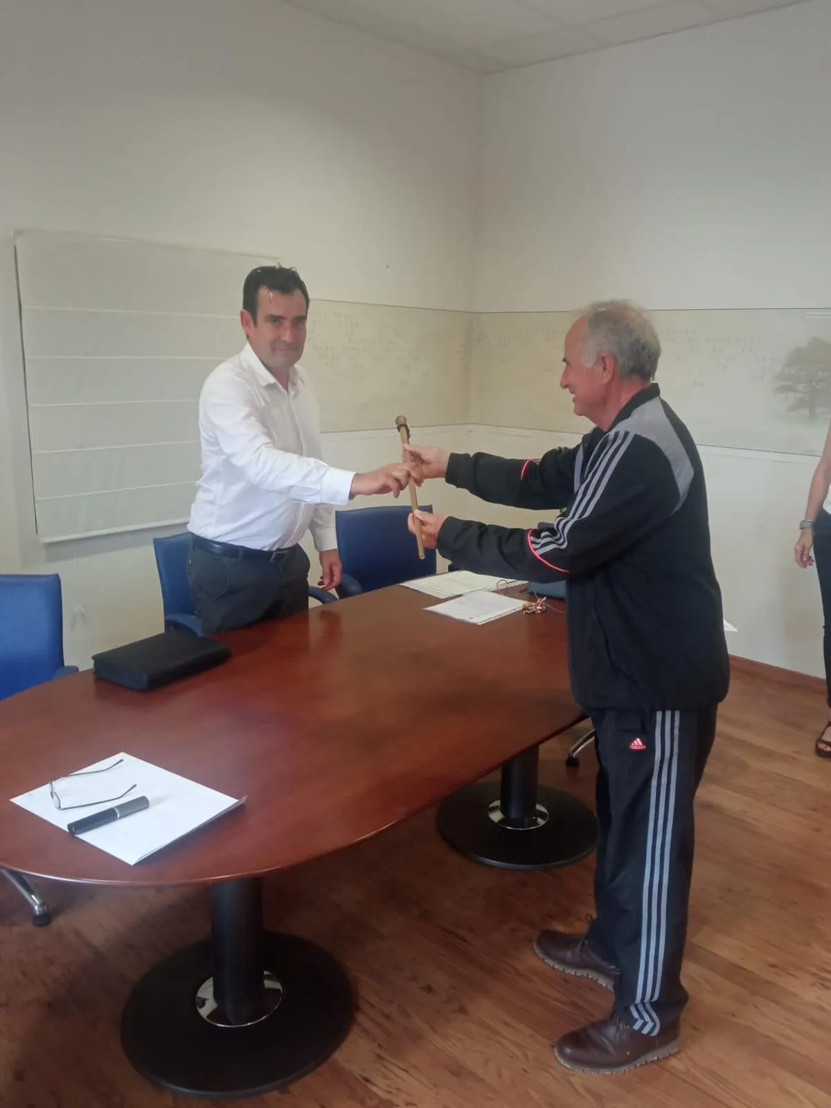 El primer edil de VOX recibiendo el bastón de mando en Villasayas.