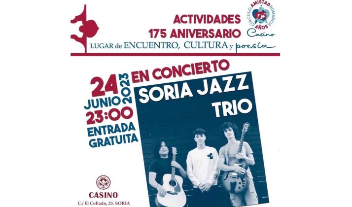Este s&aacute;bado, concierto de Soria Jazz Trio en el Casino