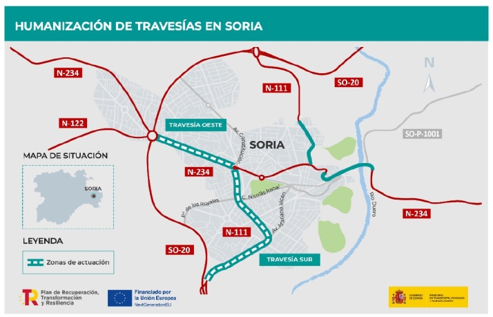 Formalizadas por más de 12 millones las obras de humanización de las travesías oeste y sur de Soria