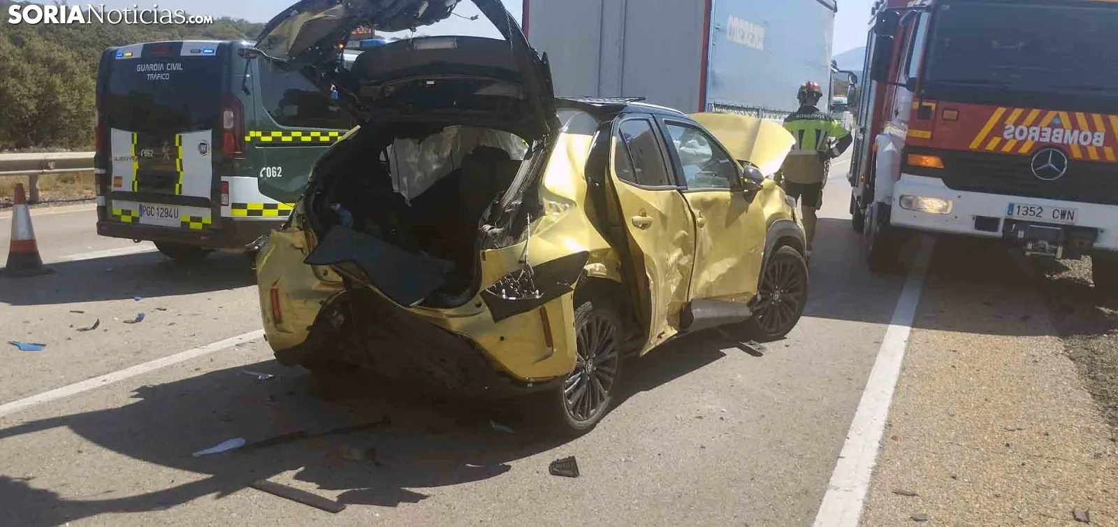 Uno de los vehículos siniestrados en el múltiple accidente. /SN