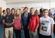 Mañueco en Soria durante el inicio del curso escolar. 