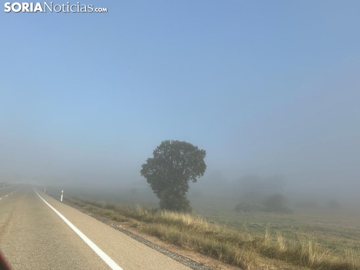 Fotonoticia: La niebla se apodera del Puerto de la Bigornia a la entrada a Soria