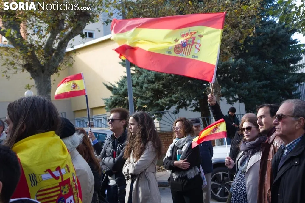 Manifestación de VOX frente a la sede del PSOE de Soria. /SN