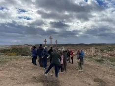 Las 'Tres Cruces' de Berlanga de Duero en su nueva ubicación.
