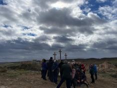 Las 'Tres Cruces' de Berlanga de Duero en su nueva ubicación.