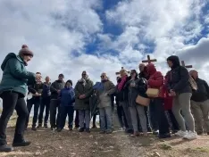 Las 'Tres Cruces' de Berlanga de Duero en su nueva ubicación.