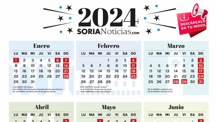 Calendario 2024 de Soria Noticias: Semana Santa, San Juan o Nochevieja