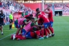 Los jugadores del Numancia celebrando un gol frente al Atlético Paso.