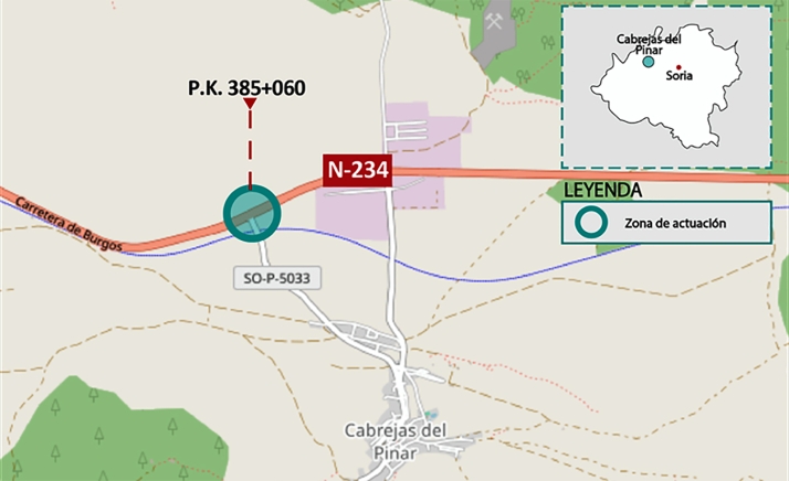 Aprobado el trazado para la nueva la intersección de la N-234 con la carretera de acceso a Cabrejas del Pinar