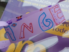 Cadeneta feminista del 8M en Soria. /SN