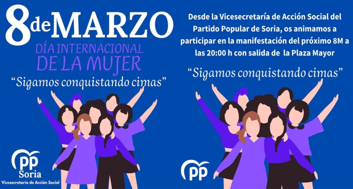 El PP de Soria conmemora el 8M con el lema ‘Sigamos conquistando Cimas’ 