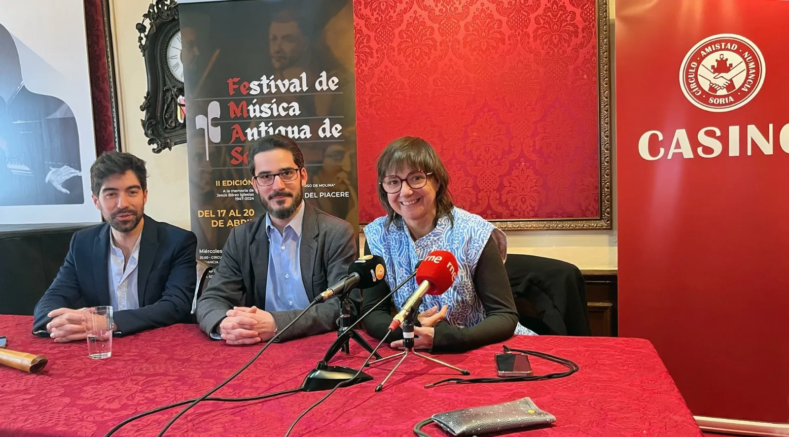 Gloria Gonzalo, junto a Gabriel Atienza y Moisés Maroto, en la presentación del festival hoy. /Ayto.