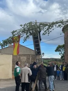 Una imagen del izado del chopo. /LPG