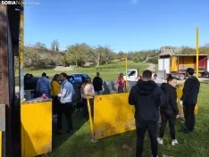 Montaje de los chiringuitos de las peñas en Valonsadero.