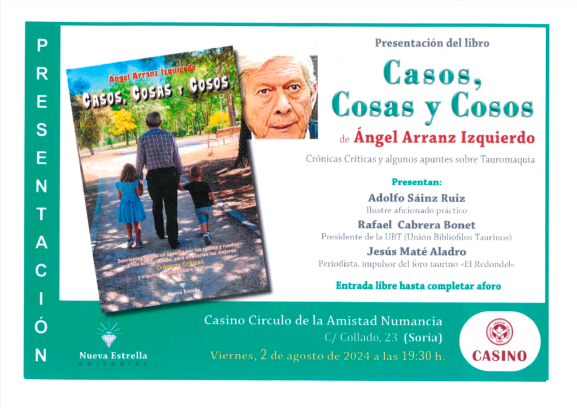 Ángel Arranz presentará su nuevo libro el viernes en el Casino