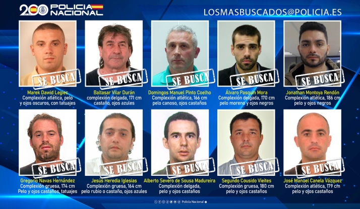 Estos son los diez fugitivos más buscados por la Policía Nacional en España