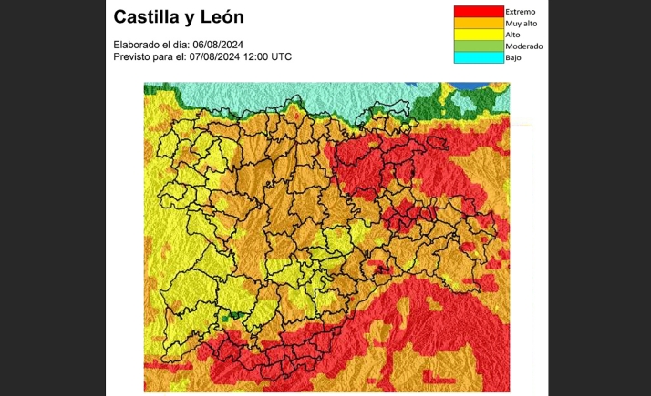 Riesgo extremo de incendios forestales este miércoles en Soria