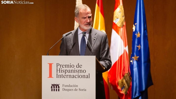 El Rey Felipe VI preside la entrega del I Premio Internacional de Hispanismo en Soria. 