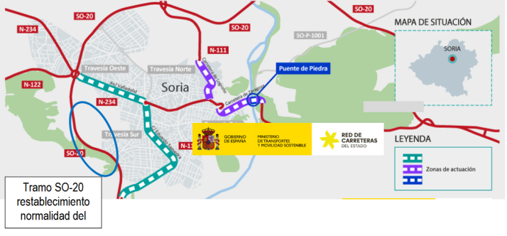 Abierta al tráfico sin afectaciones la Variante de Los Royales de Soria tras la reparación de una estructura de la SO-20