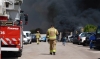 Una imagen del incendio del desguace de vehículos en Carbonera, durante el pasado abril, donde intervinieron efectivos del parque de Soria. /PC