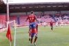 Dani Fernández celebra su gol con David Sanz.