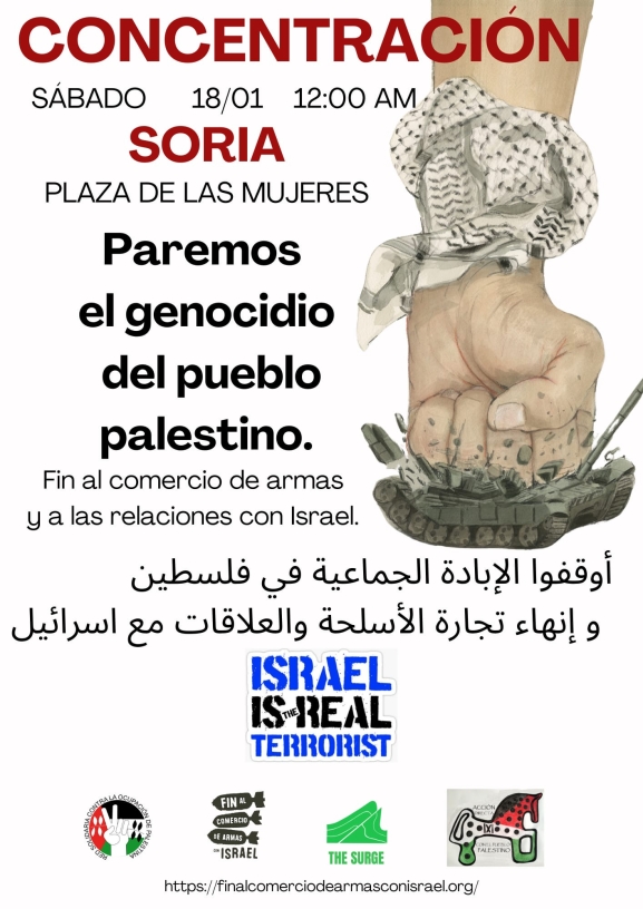 Convocada una concentración en apoyo del pueblo palestino en Soria