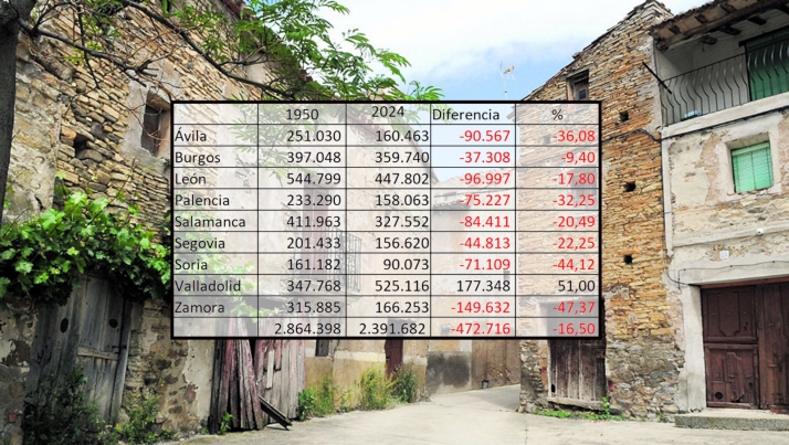 La gráfica que constata el drama de la despoblación en (casi) todas las provincias de Castilla y León